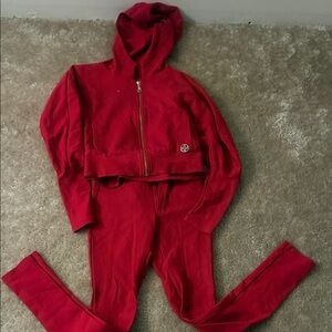 Women's Red Hoodie and Pants Set